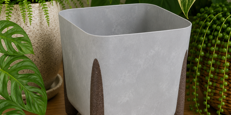 Doniczka FRIDA kwadrat 210/L E-recycled szary beton