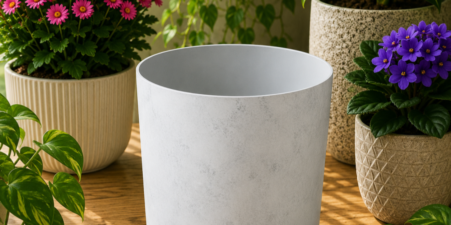 Doniczka SOLO IML fi 190/L marmur biały