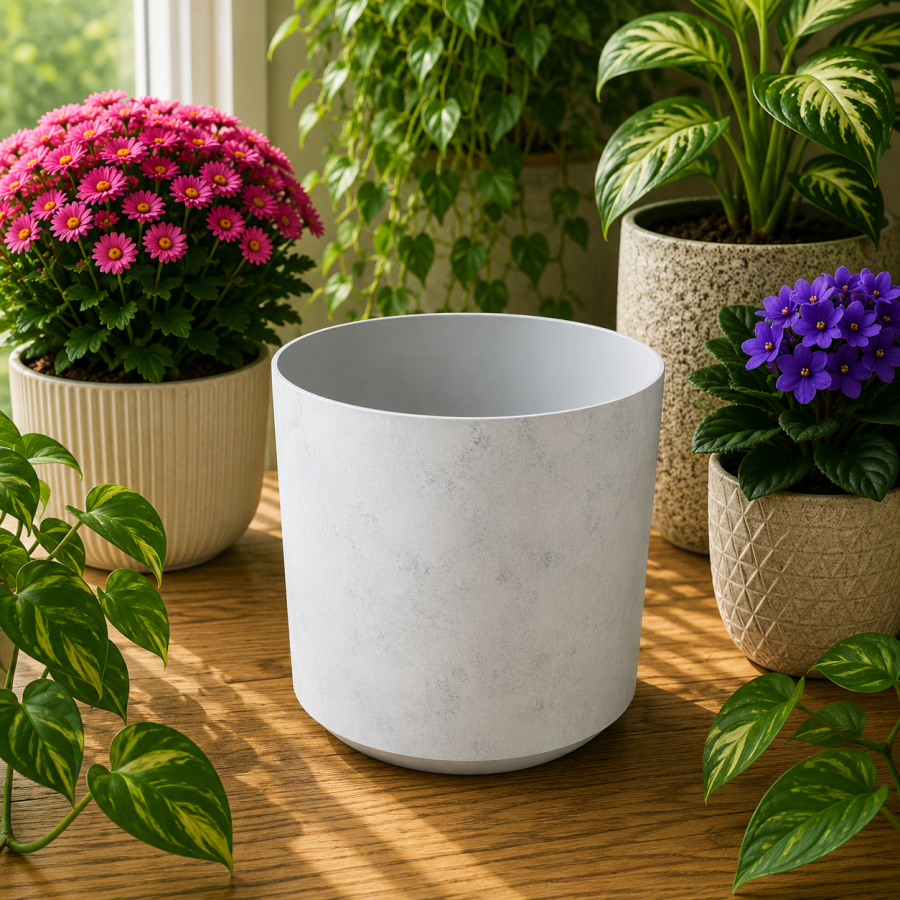 Doniczka SOLO IML fi 190/L marmur biały