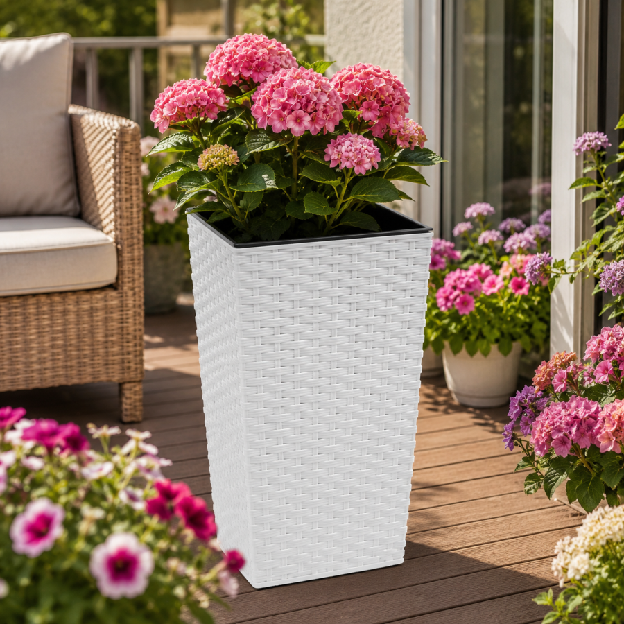 Doniczka FINEZJA RATTAN 250×250 biały