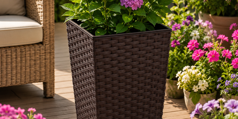 Doniczka FINEZJA RATTAN 250x250 mokka+WKŁ