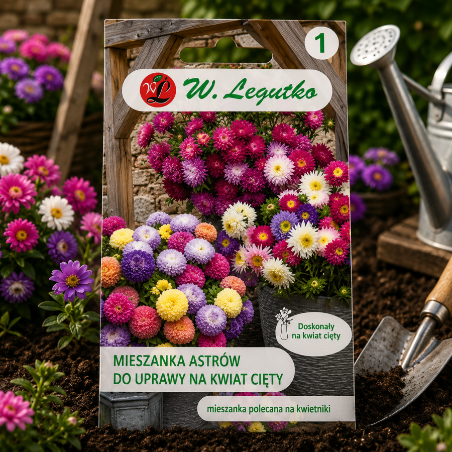 Aster chiński na kwiat cięty mieszanka 1g