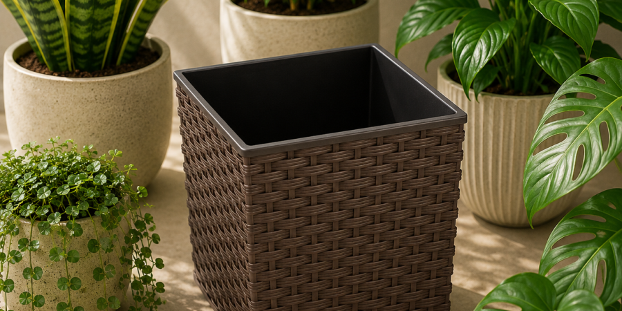 Doniczka JUKA RATTAN 190x190 mokka/L+wkł