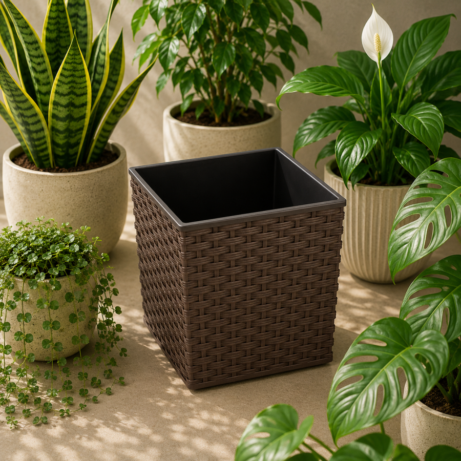 Doniczka JUKA RATTAN 190×190 mokka/L+wkł