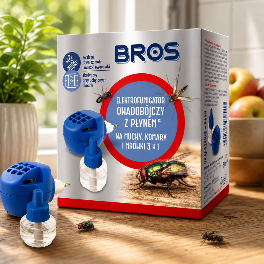 BROS Elektro+płyn 3w1 na muchy, komary i mrówki