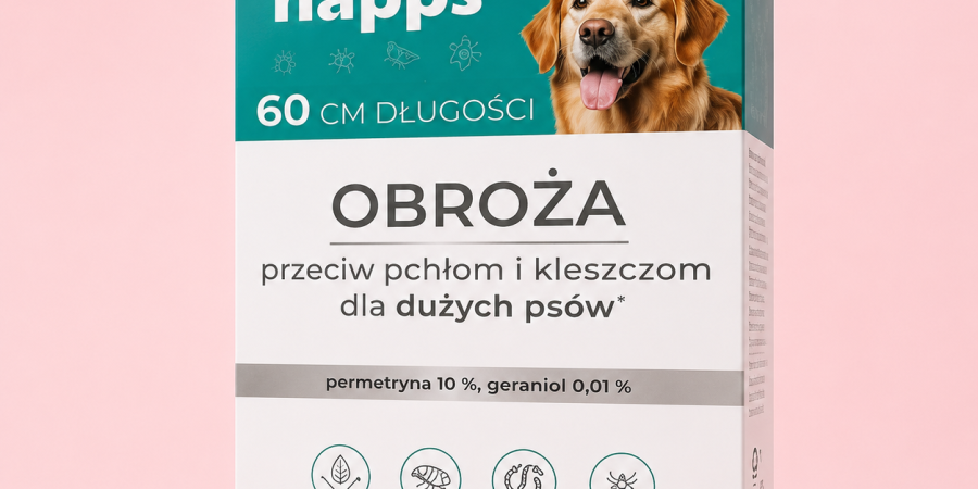 HAPPS Obroża przeciw pchłom i kleszczom dla dużych psów