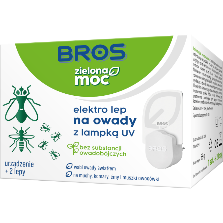 BROS Zielona Moc Elektro Lep na owady z lampką 2szt