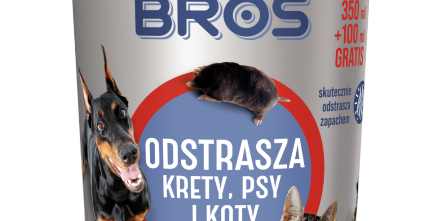 BROS Odstraszacz krety, psy i koty 350ml+100g