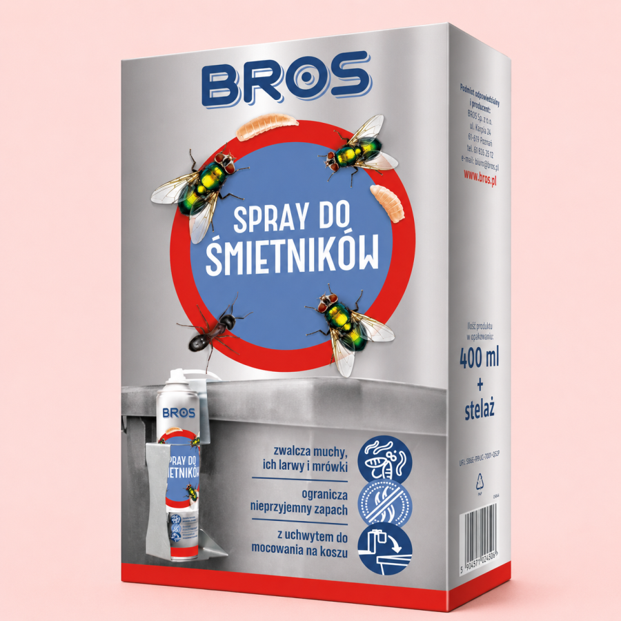 BROS Spray do śmietników 400ml zapas z uchywtem