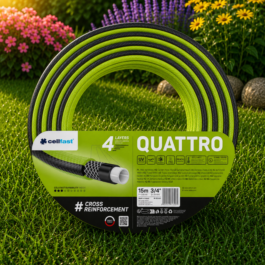 Wąż ogrodowy 4 warstwowy Quattro 3/4″ 15m Cellfast 10-074