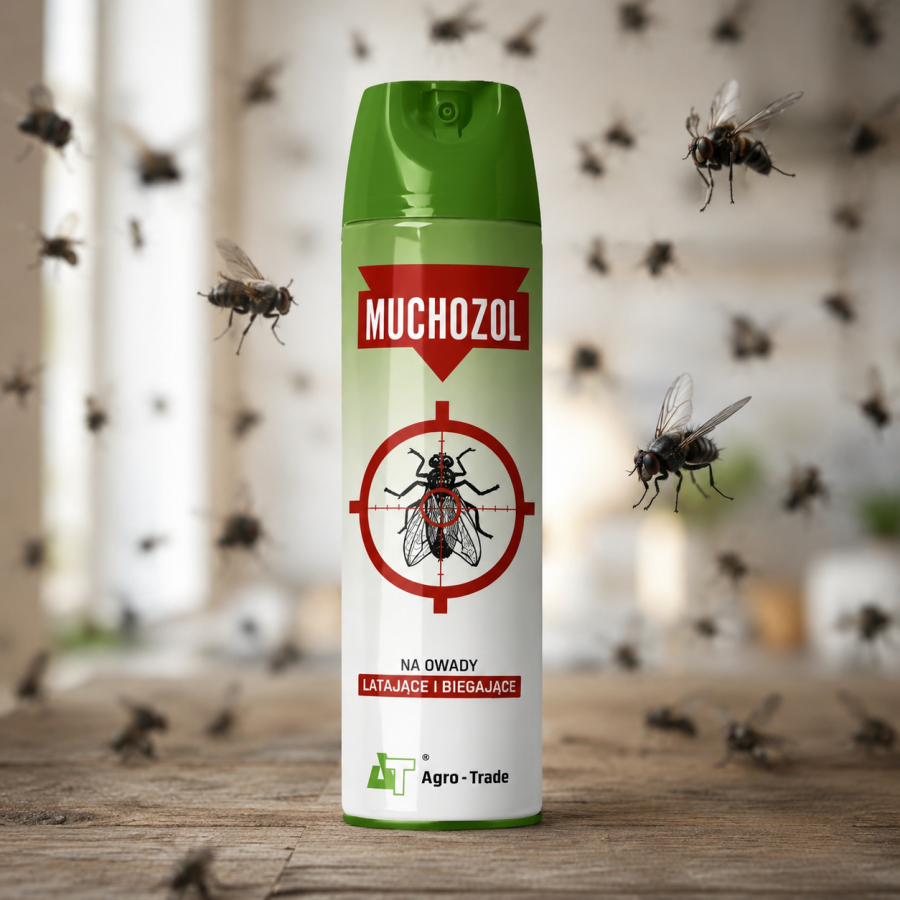 Muchozol na muchy, owady latające i biegające 300ml