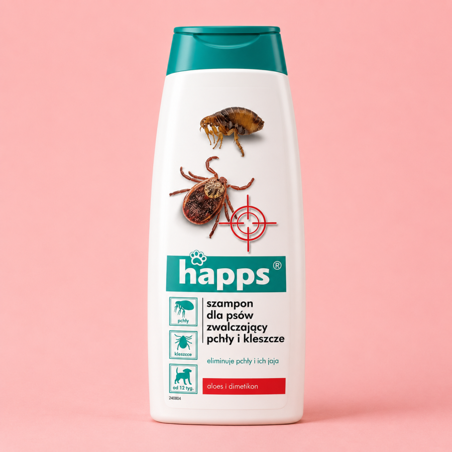 HAPPS Szampon owadobójczy, przeciw pchłom i kleszczom 250ml