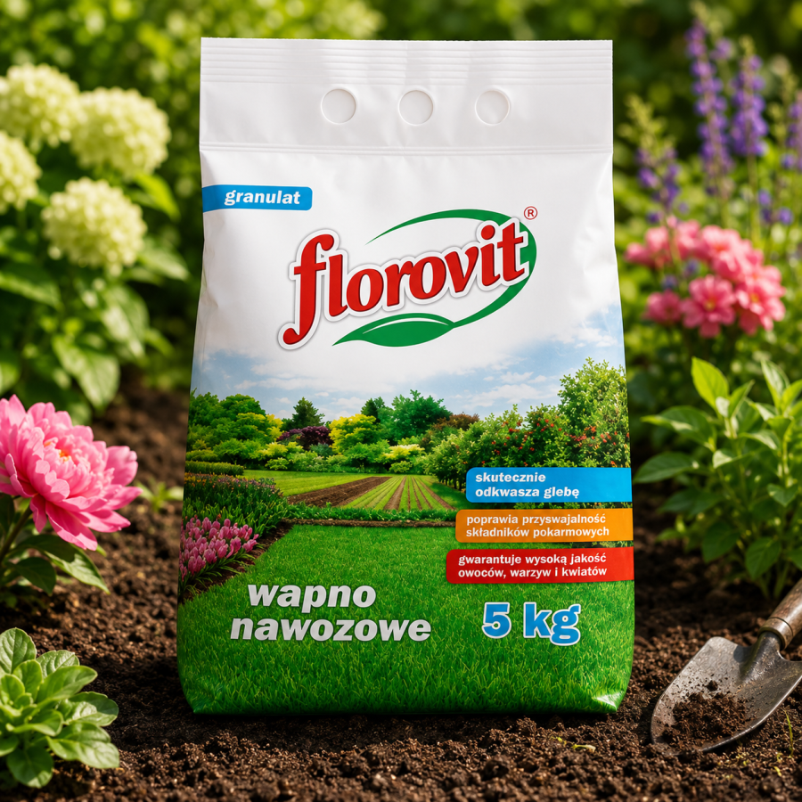 Florovit® Wapno Nawozowe Granulowane – skuteczne odkwaszanie gleby i poprawa jej żyzności 5kg