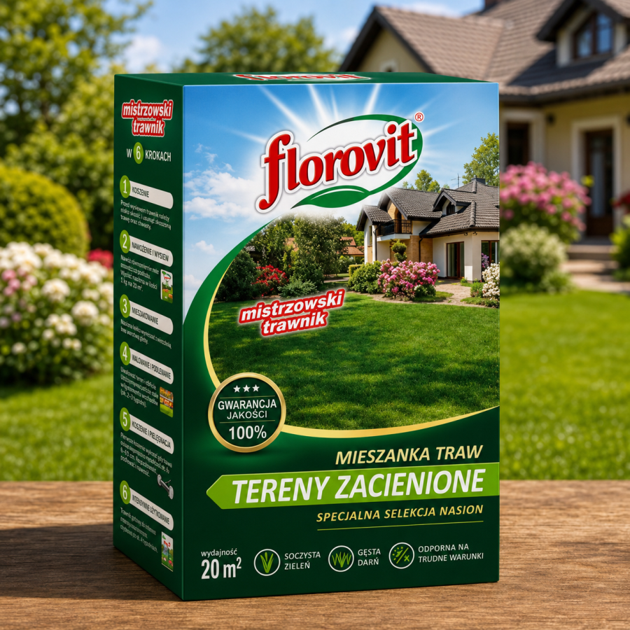 Florovit® Mieszanka Traw na Tereny Zacienione – do ogrodów o ograniczonym nasłonecznieniu 0,9kg