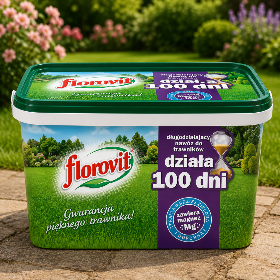 Florovit® Długodziałający Nawóz do Trawników 100 Dni 4 kg – gęsty, intensywnie zielony trawnik przez cały sezon