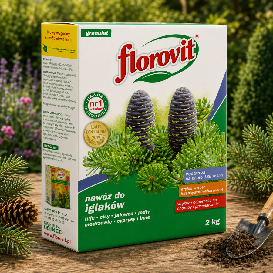 Florovit® Nawóz do Iglaków – granulat do tui, świerków, sosen i innych drzew oraz krzewów iglastych 1kg
