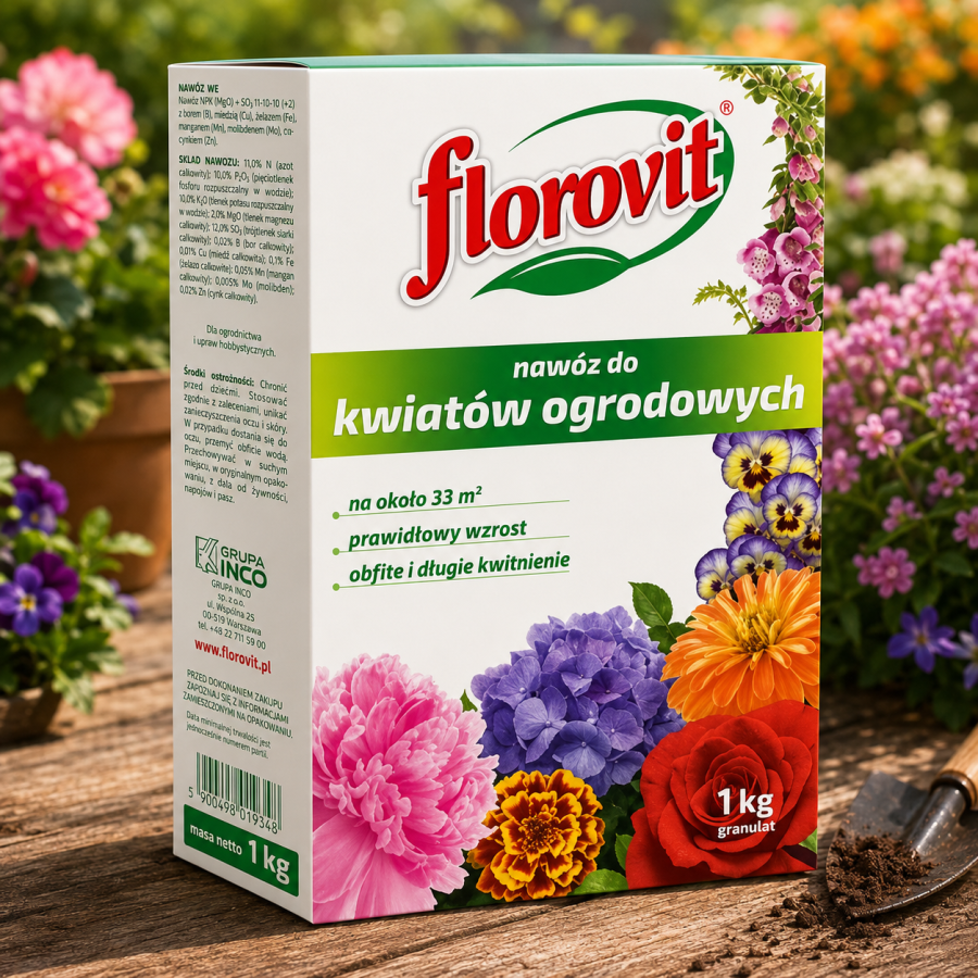 Florovit® Nawóz do Kwiatów Ogrodowych – granulat zapewniający bujne i długie kwitnienie 1kg