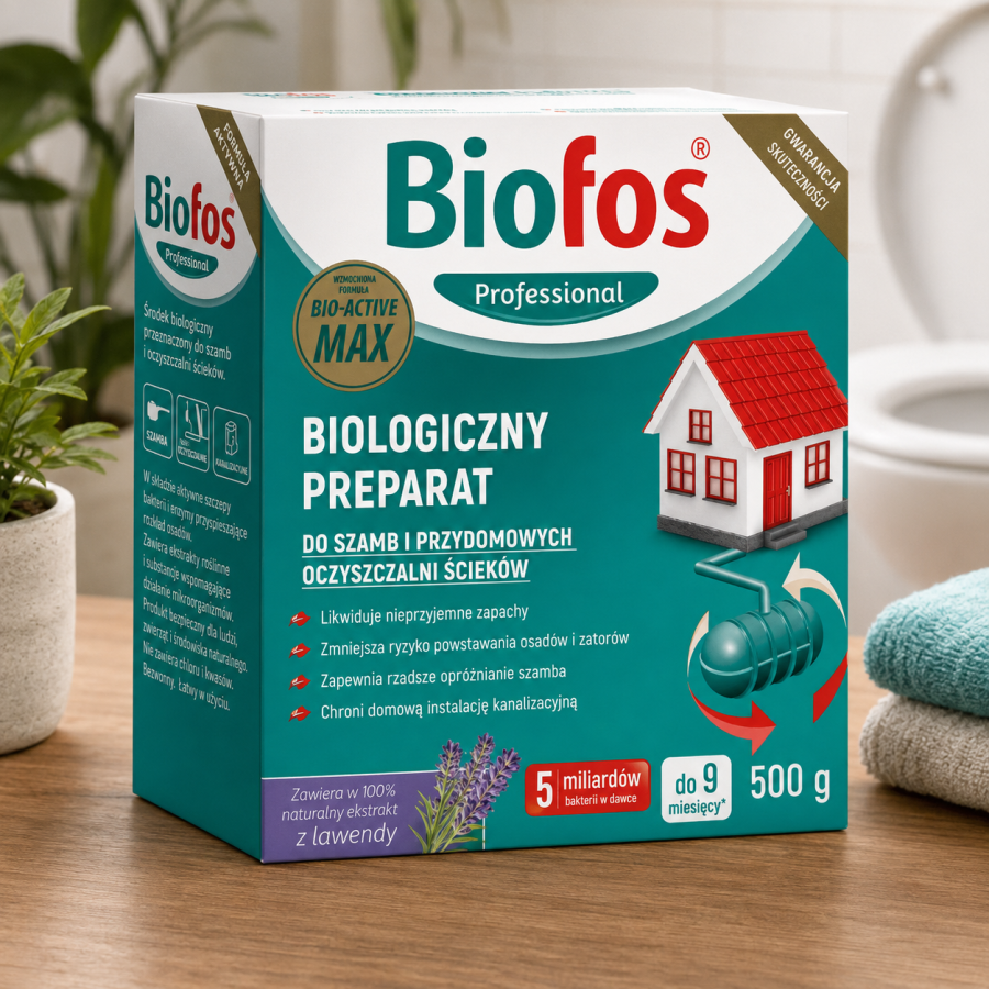 Biofos® Professional do Szamb i Oczyszczalni Ścieków – biologiczny preparat z formułą Bio-Active Max 500g