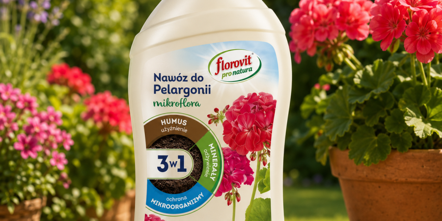 Florovit® Pro Natura Mikroflora 3w1 do Pelargonii – naturalny nawóz do pelargonii i roślin kwitnących 1l