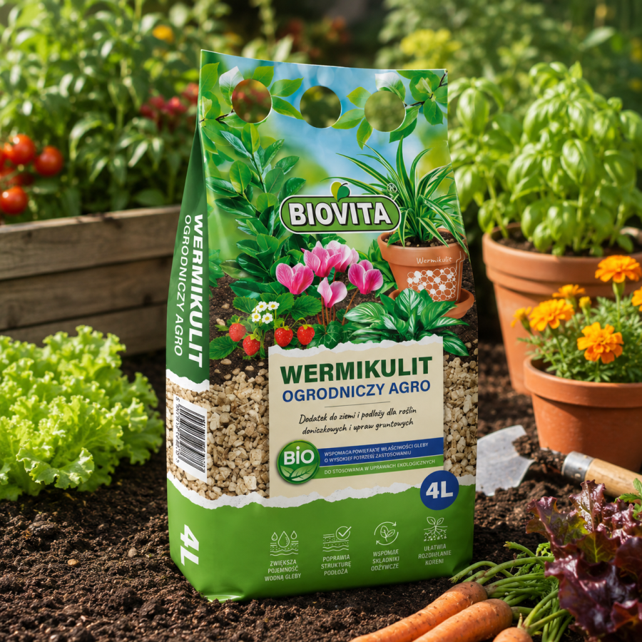 BIOVITA Wermikulit Ogrodniczy Agro 4 l – naturalny dodatek do gleby i podłoży