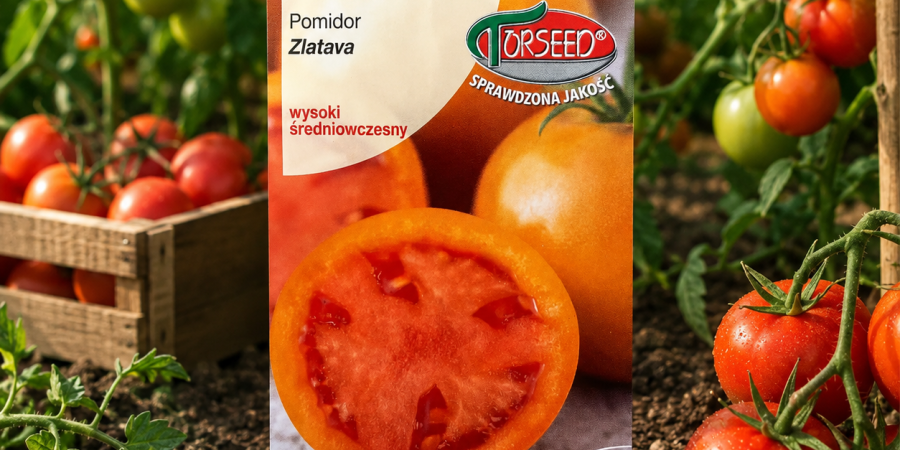 Pomidor Zlatava 0,2 g – pomarańczowe owoce z czerwonym miąższem