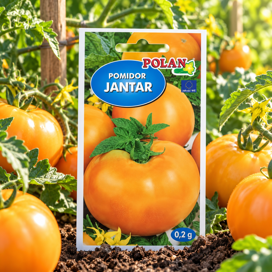 Pomidor jantar 0,2G – nasiona wczesnego pomidora o ogromnych, żółtopomarańczowych owocach 450–600 g