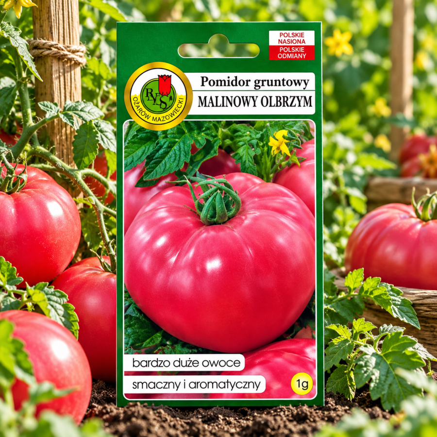Pomidor Malinowy Olbrzym Op. 1g – nasiona wielkoowocowego pomidora malinowego o mięsistych owocach