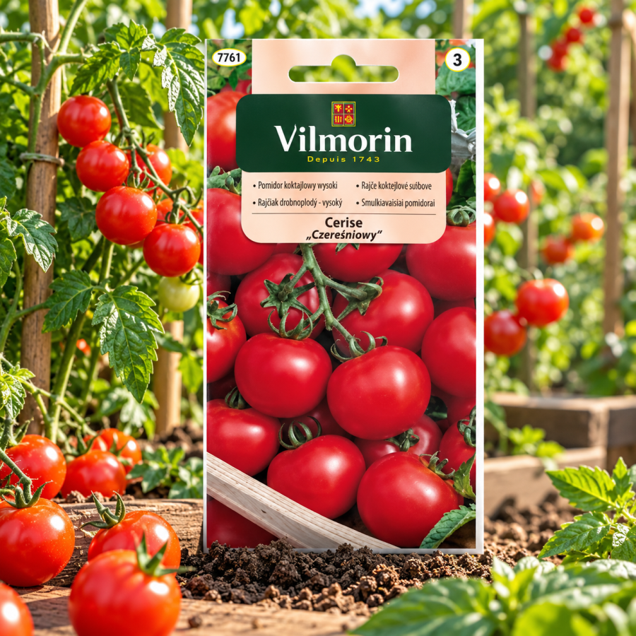 Pomidor koktajlowy Cerise  1g – nasiona bardzo plennego pomidora cherry do ogrodu i doniczek