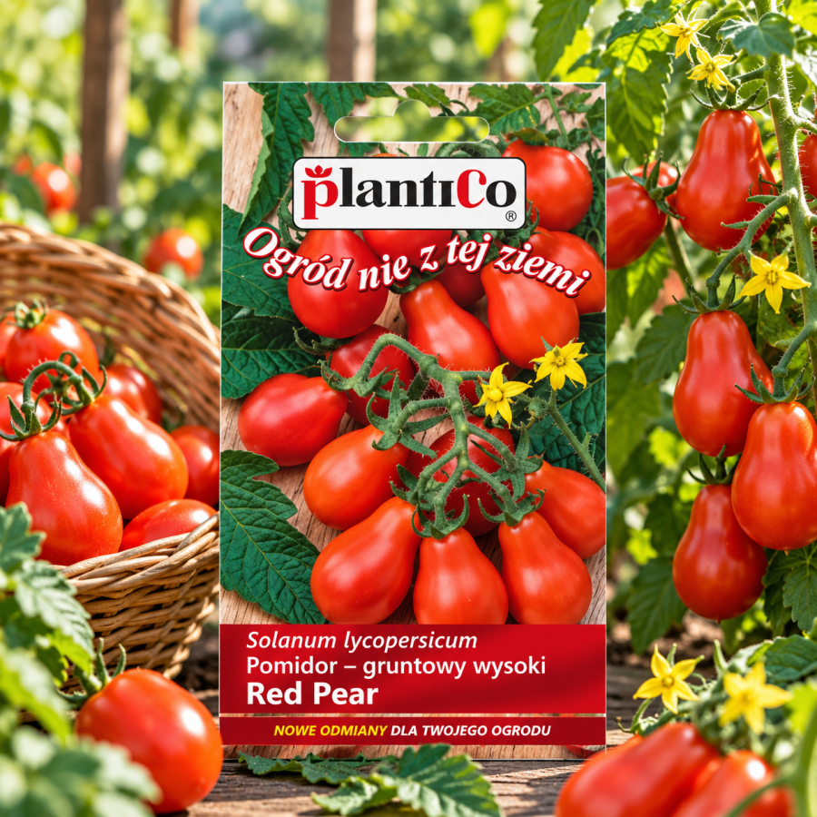 Pomidor gruntowy wys. Red Pear 0,2g – nasiona wysokiego pomidora gruszkowego o słodkich, czerwonych owocach