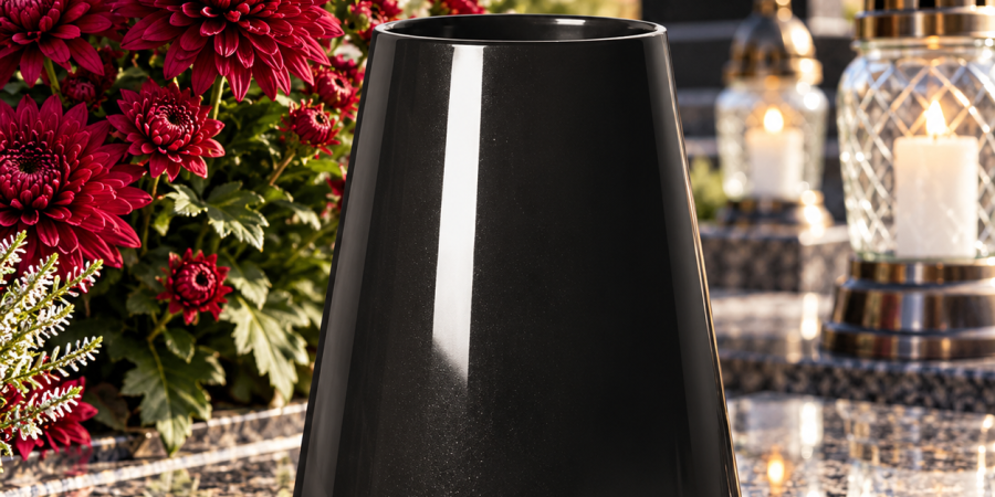 Doniczka Flakon cmentarny 25cm grafit