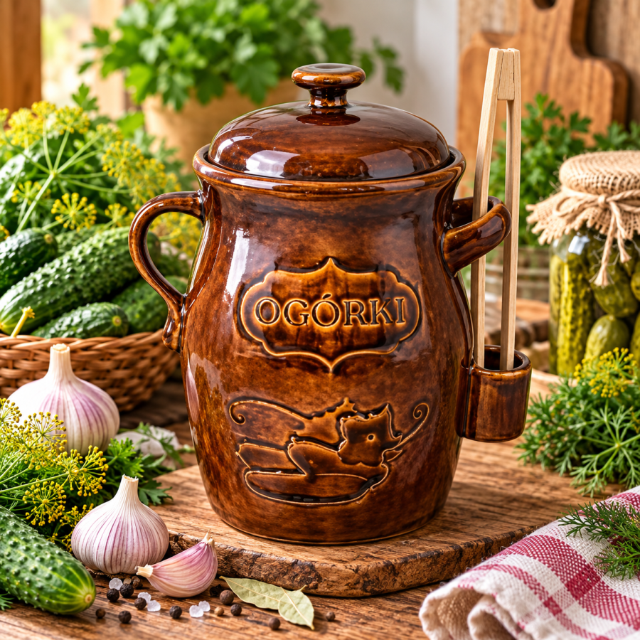 Kamionka 3,5 l beczka do kiszenia ze szczypcami