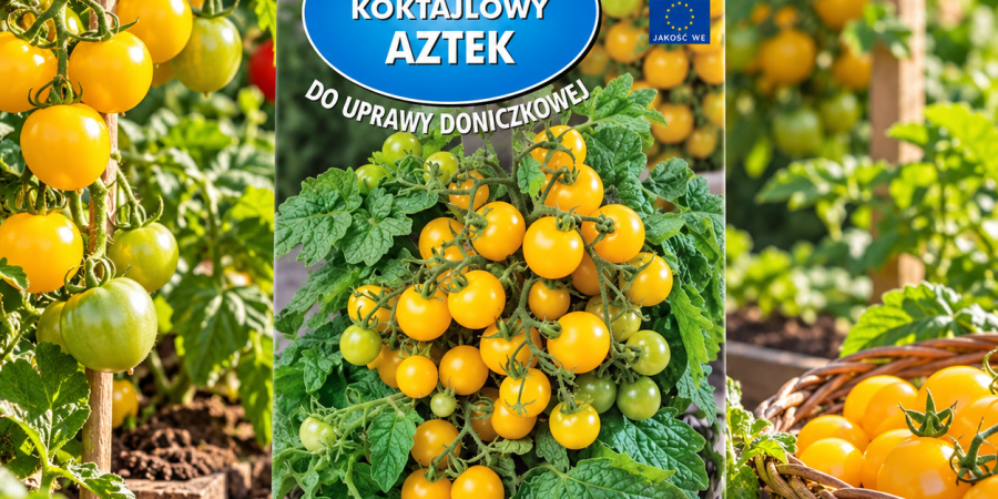 Pomidor Aztek 0,2 g Polan – karłowy, żółty pomidor koktajlowy do doniczek